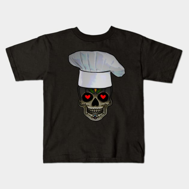 Love Skull Chef Kids T-Shirt by SoLunAgua